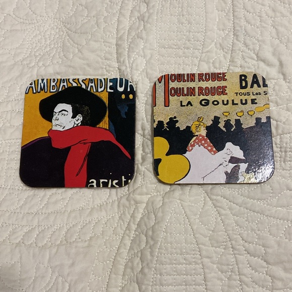 Art print Toulouse Lautrec France set of 6 coasters - Picture 4 of 5